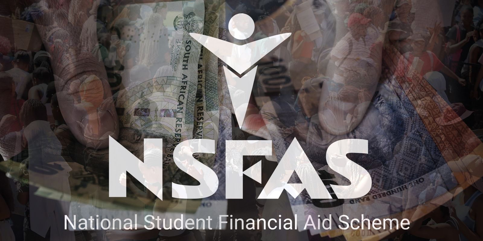 示意拼图：开普敦大学学生、NSFAS标识与南非纸币。 / Ernst Calitz；Supplied；Waldo Swiegers / Bloomberg ...