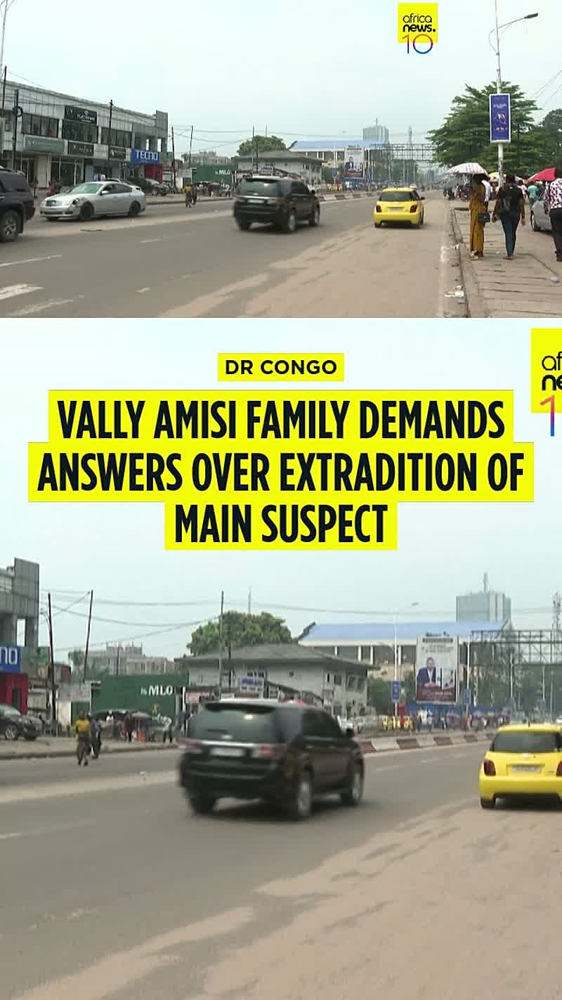 Africanews关于阿米西案件引渡争议的竖版新闻画面。 / Africanews（原图未列摄影者） ...