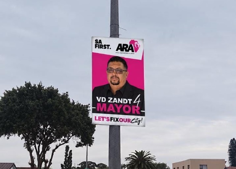 ARA开普敦市长候选人Henry van der Zandt的竞选海报。 / Facebook－Henry Van Der Zandt
