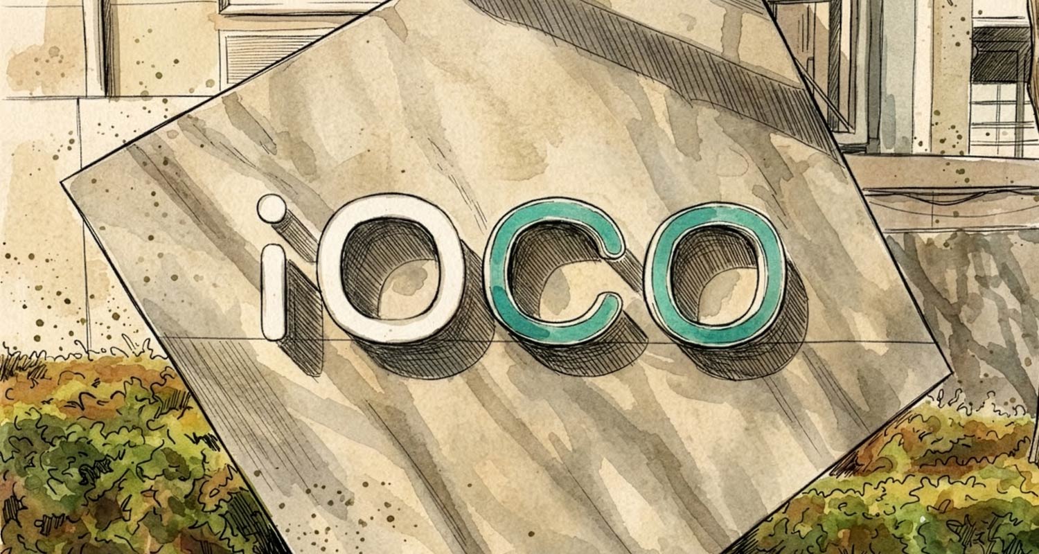 iOCO公司标识及建筑的原文示意配图。